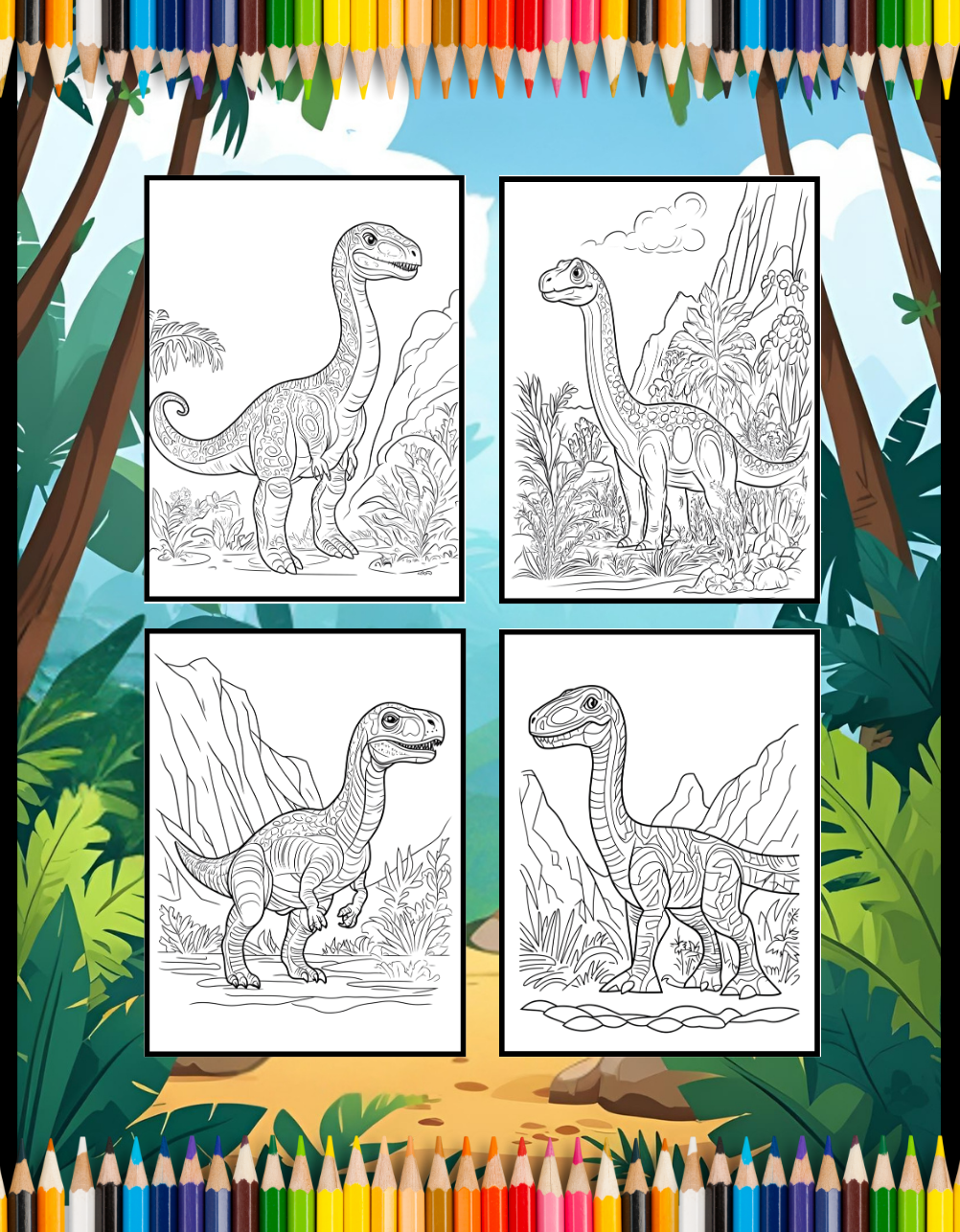 Cute Dinosaur Coloring Book Gift for Adults Kids Men Women Boys Girls Teens 50 Pages Single Sided Dino Coloring Activity Sheets for Children