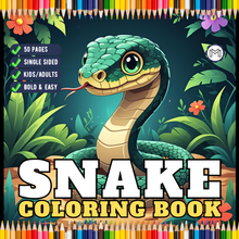 Load image into Gallery viewer, Funny Cute Snake Coloring Book for Kids Teens Adults Cool Reptile Designs 50 Single Sided Pages Fun Stress Relief Activity