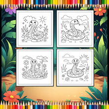 Load image into Gallery viewer, Funny Cute Snake Coloring Book for Kids Teens Adults Cool Reptile Designs 50 Single Sided Pages Fun Stress Relief Activity