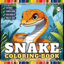 Load image into Gallery viewer, Funny Cute Snake Coloring Book for Kids Teens Adults Cool Reptile Designs Single Sided Pages Fun Stress Relief Activity