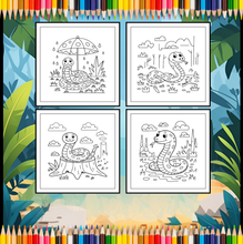 Load image into Gallery viewer, Funny Cute Snake Coloring Book for Kids Teens Adults Cool Reptile Designs Single Sided Pages Fun Stress Relief Activity