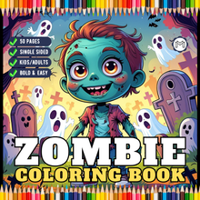 Load image into Gallery viewer, Creepy Cute Zombie Coloring Book for Kids Teens Spooky Halloween Activity Single Sided Pages Fun Horror Gift