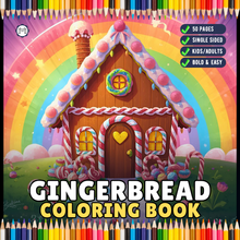 Load image into Gallery viewer, Cute Christmas Gingerbread House Coloring Book Whimsical Candy Holiday Pages for Kids Teens Adults Festive Relaxation Gift