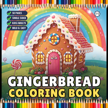 Load image into Gallery viewer, Cute Christmas Gingerbread House Coloring Book Whimsical Candy Holiday Pages for Kids Teens Adults Festive Relaxation Gift