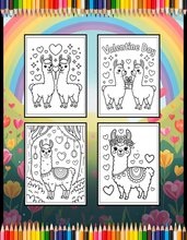 Load image into Gallery viewer, Cute Lama Valentine’s Day Coloring Book Bold Easy Pages for Kids Teens Adults Stress Relief Relaxation Gift