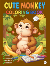Load image into Gallery viewer, Cute Monkey Coloring Book for Kids Adults Fun Zoo Animal Pages, Stress Relief Creative Activity Coloring Book