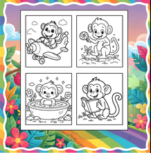 Load image into Gallery viewer, Cute Monkey Coloring Book for Kids Adults Fun Zoo Animal Pages, Stress Relief Creative Activity Coloring Book
