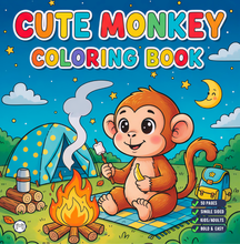 Load image into Gallery viewer, Cute Monkey Coloring Book for Kids Adults Fun Zoo Animal Pages, Stress Relief Creative Activity Coloring Book
