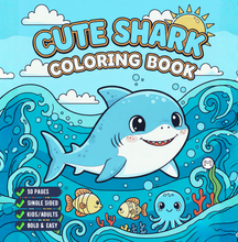Load image into Gallery viewer, Cute Funny Shark Coloring Book for Kids Adults Ocean Animals Relaxing Marine Life Pages Coloring Book