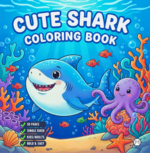 Load image into Gallery viewer, Cute Funny Shark Coloring Book for Kids Adults Ocean Animals Relaxing Marine Life Pages Coloring Book