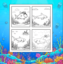 Load image into Gallery viewer, Cute Funny Shark Coloring Book for Kids Adults Ocean Animals Relaxing Marine Life Pages Coloring Book
