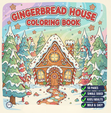 Load image into Gallery viewer, Christmas Gingerbread House Coloring Book Cute Holiday Gingerbread Homes for Kids Teens Adults Easy Cozy Winter Coloring Pages