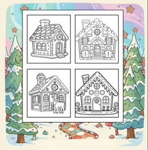 Load image into Gallery viewer, Christmas Gingerbread House Coloring Book Cute Holiday Gingerbread Homes for Kids Teens Adults Easy Cozy Winter Coloring Pages