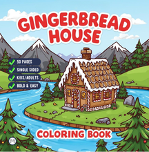Load image into Gallery viewer, Christmas Gingerbread House Coloring Book Cute Holiday Gingerbread Homes for Kids Teens Adults Easy Cozy Winter Coloring Pages