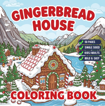 Load image into Gallery viewer, Christmas Gingerbread House Coloring Book Cute Holiday Gingerbread Homes for Kids Teens Adults Easy Cozy Winter Coloring Pages