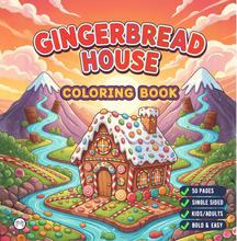 Load image into Gallery viewer, Christmas Gingerbread House Coloring Book Cute Holiday Gingerbread Homes for Kids Teens Adults Easy Cozy Winter Coloring Pages