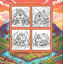Load image into Gallery viewer, Christmas Gingerbread House Coloring Book Cute Holiday Gingerbread Homes for Kids Teens Adults Easy Cozy Winter Coloring Pages