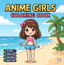 Load image into Gallery viewer, Kawaii Anime Girls Coloring Book for Kids Teens Adults – Cute Manga Characters Easy Japanese Scenes