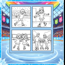Load image into Gallery viewer, Ice Skating Coloring Book Kids Adults, Winter Sports Figure Skate Activity Coloring Pages, Gift for Skaters Hockey Fans