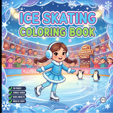 Load image into Gallery viewer, Ice Skating Coloring Book Kids Adults, Winter Sports Figure Skate Activity Coloring Pages, Gift for Skaters Hockey Fans
