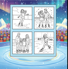 Load image into Gallery viewer, Ice Skating Coloring Book Kids Adults, Winter Sports Figure Skate Activity Coloring Pages, Gift for Skaters Hockey Fans