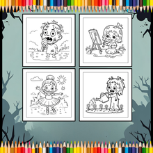 Load image into Gallery viewer, Creepy Cute Zombie Coloring Book for Kids Teens Spooky Halloween Activity Single Sided Pages Fun Horror Gift
