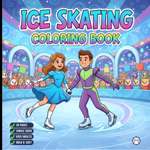 Load image into Gallery viewer, Ice Skating Coloring Book Kids Adults, Winter Sports Figure Skate Activity Coloring Pages, Gift for Skaters Hockey Fans