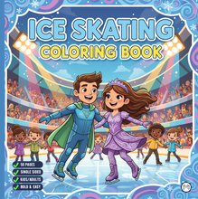 Load image into Gallery viewer, Ice Skating Coloring Book Kids Adults, Winter Sports Figure Skate Activity Coloring Pages, Gift for Skaters Hockey Fans