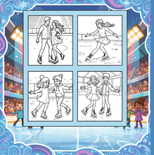 Load image into Gallery viewer, Ice Skating Coloring Book Kids Adults, Winter Sports Figure Skate Activity Coloring Pages, Gift for Skaters Hockey Fans