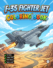 Load image into Gallery viewer, Military Jet Fighter Plane Coloring Book for Kids Adults Boys Girls: 50 Pages Single Sided F-35 Lightning Fighter Jet Airplane Coloring Book