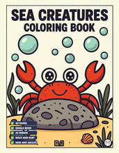 Load image into Gallery viewer, Cozy Cute Sea Creatures Coloring Book for Kids Adults Boys Girls Teens: Cool Underwater Animals Sea Ocean Fish Coloring Activity Book