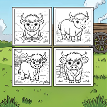 Load image into Gallery viewer, Highland Cow Coloring Book Gift for Adults Kids Boys Girls Teens: Single Sided Pages 25 Designs Cozy Cow Coloring Book for Children