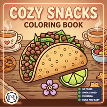 Load image into Gallery viewer, 50 Pages Cozy Snack Foodie Food Lover Coloring Book for Adults Kids Men Women Boys Girls Teens Youth: Simple Bold Easy Snack Coloring Book