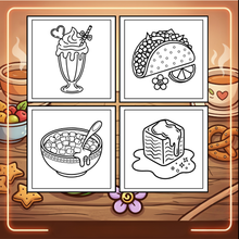 Load image into Gallery viewer, 50 Pages Cozy Snack Foodie Food Lover Coloring Book for Adults Kids Men Women Boys Girls Teens Youth: Simple Bold Easy Snack Coloring Book