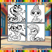 Load image into Gallery viewer, Funny Cute Snake Coloring Book for Kids Teens Adults Cool Reptile Designs Single Sided Pages Fun Stress Relief Activity