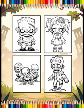 Load image into Gallery viewer, Creepy Cute Zombie Coloring Book for Kids Teens Spooky Halloween Activity Single Sided Pages Fun Horror Gift