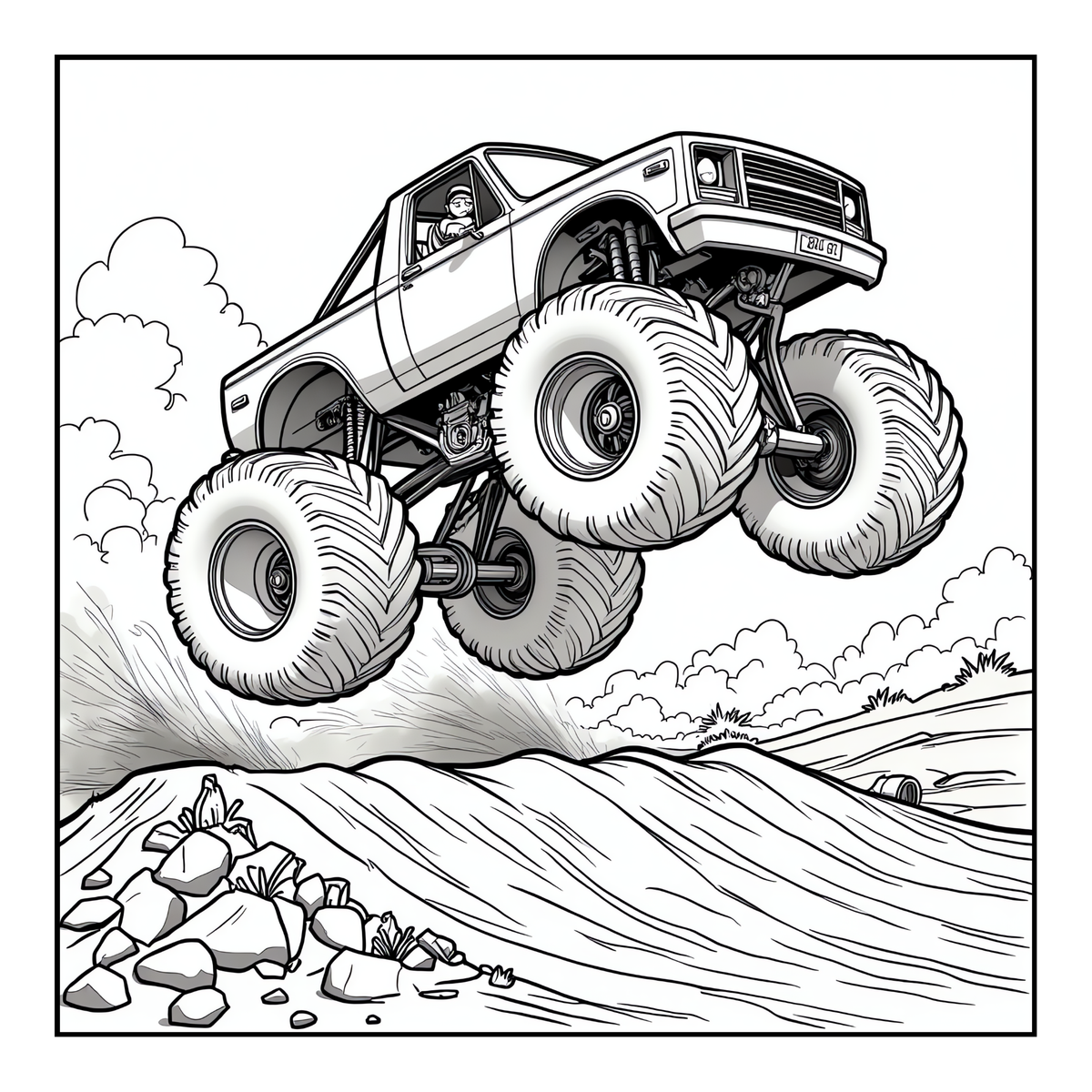 Monster Truck Coloring Book for Kids Adults: Easy Monster Truck Coloring Book Pages for Toddlers Boys Girls Adults