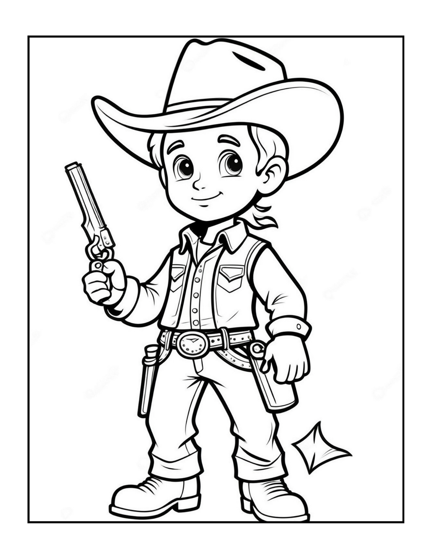 Cowboy Coloring Book Gift for Adults Men Women Kids Young Boys Girls Teens 50 Pages Single Sided Western Cowboy Coloring Activity Book