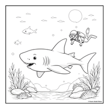 Load image into Gallery viewer, Cute Funny Shark Coloring Book for Kids Adults Ocean Animals Relaxing Marine Life Pages Coloring Book