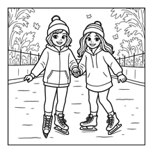 Load image into Gallery viewer, Ice Skating Coloring Book Kids Adults, Winter Sports Figure Skate Activity Coloring Pages, Gift for Skaters Hockey Fans