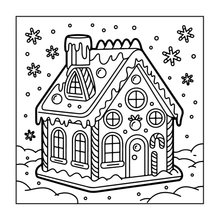 Load image into Gallery viewer, Cute Christmas Gingerbread House Coloring Book Whimsical Candy Holiday Pages for Kids Teens Adults Festive Relaxation Gift