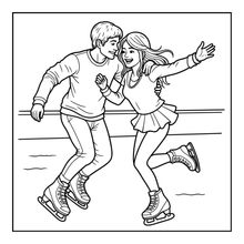 Load image into Gallery viewer, Ice Skating Coloring Book Kids Adults, Winter Sports Figure Skate Activity Coloring Pages, Gift for Skaters Hockey Fans