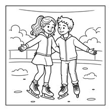 Load image into Gallery viewer, Ice Skating Coloring Book Kids Adults, Winter Sports Figure Skate Activity Coloring Pages, Gift for Skaters Hockey Fans