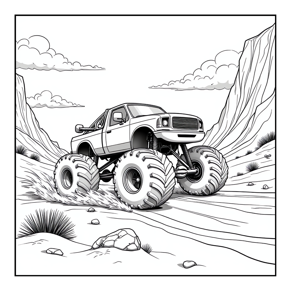 Monster Truck Coloring Book for Kids Adults: Easy Monster Truck Coloring Book Pages for Toddlers Boys Girls Adults