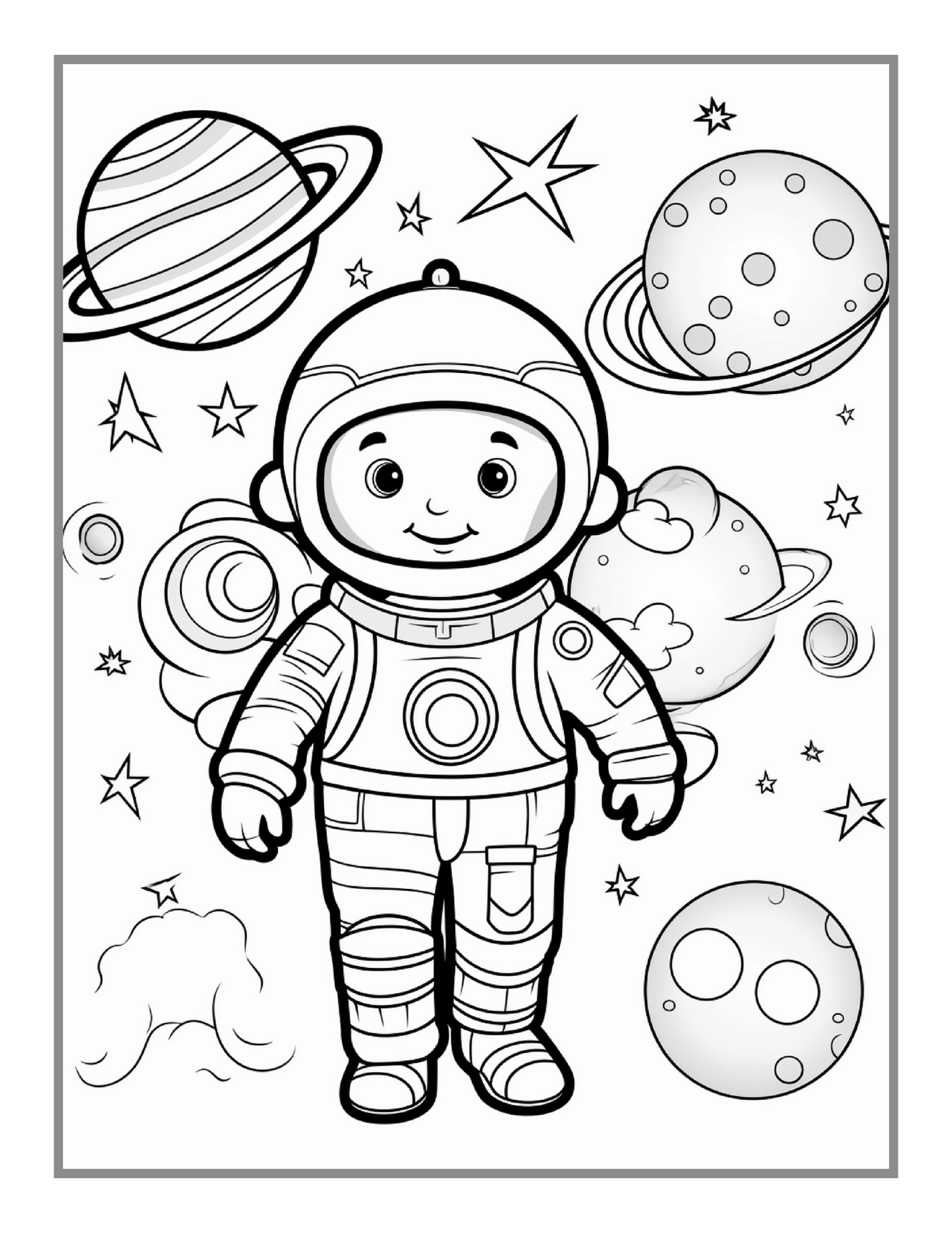 Outer Space Galaxy Planet UFO Extraterrestrial Coloring Book Gift for Kids Boys Girls 50 Pages Elementary Space Coloring Activity Book