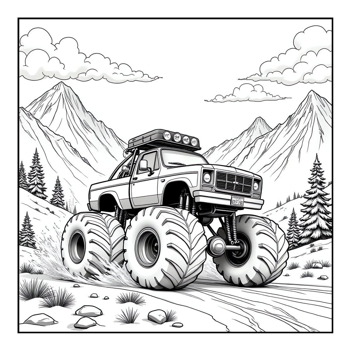 Monster Truck Coloring Book for Kids Adults: Easy Monster Truck Coloring Book Pages for Toddlers Boys Girls Adults
