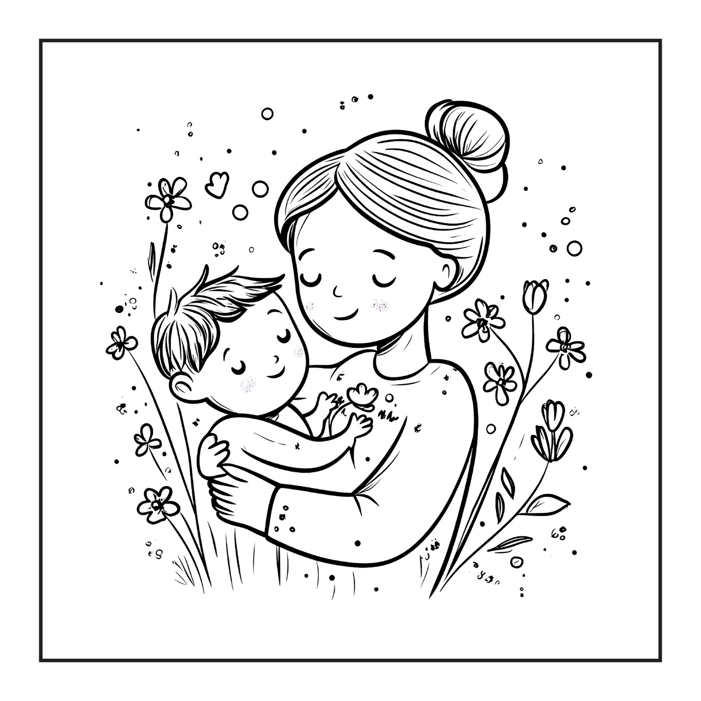 50 Pages Happy Mother's Day Coloring Book Gift for Kids Boys Girls Young Teens Youth Mom and Kids Coloring Pages Bold and Easy Mothers Day