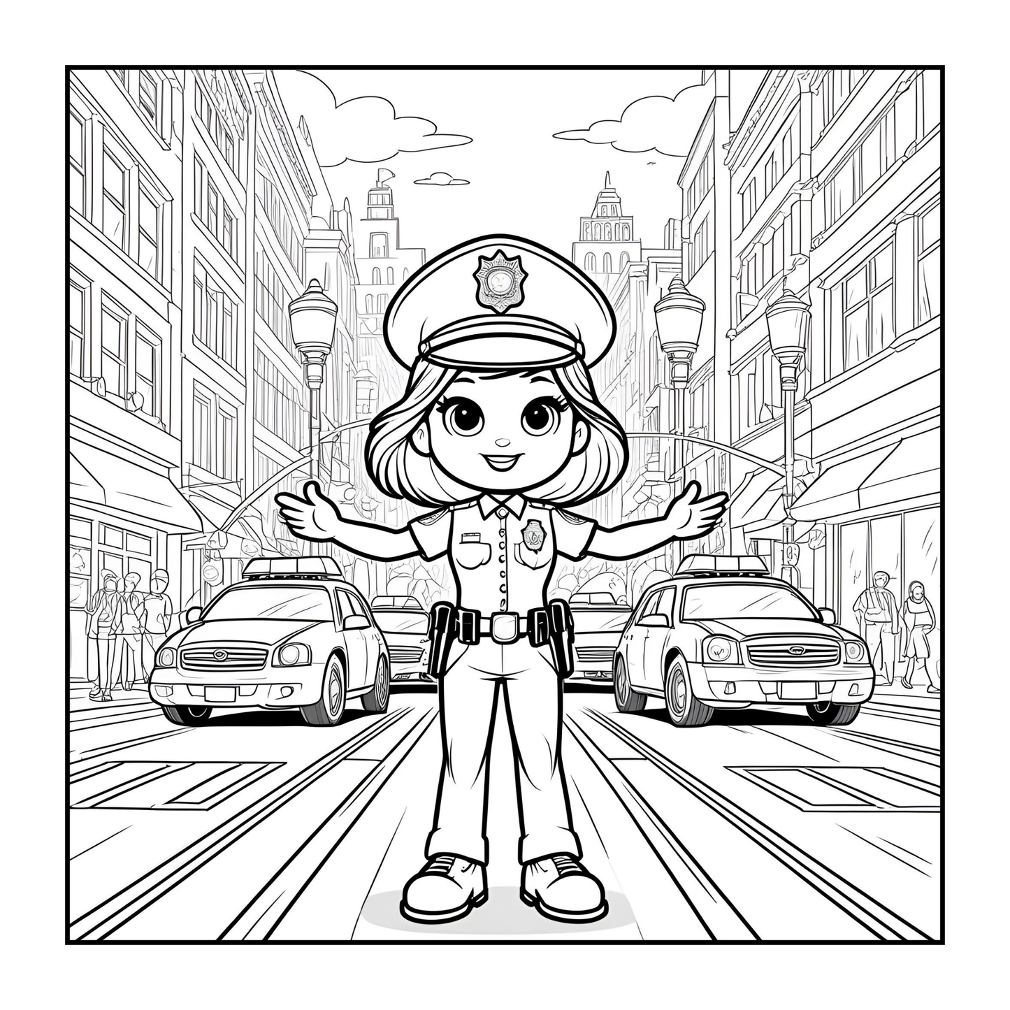 Cool Police Officer Coloring Book Gift for Adults Kids Boys Girls Teens 50 Pages Single Sided Police Coloring Activity Book for Children