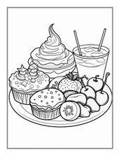 Load image into Gallery viewer, 50 Pages Bold and Easy Food Coloring Book Gift for Adults Kids Men Women Boys Girls Teens Fast Food Lover Foodie Food Fruit Coloring Sheets