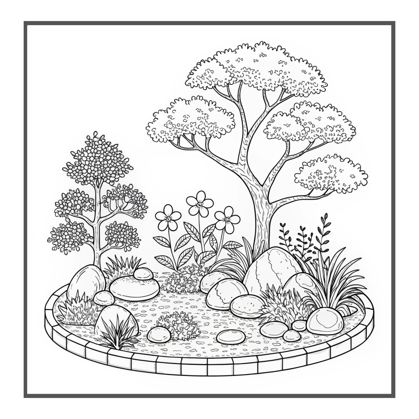 50 Pages Cute Kawaii Garden Coloring Book Gift for Adults Kids Men Women Boys Girls Teens Youth Cool Garden Coloring Sheets for Children